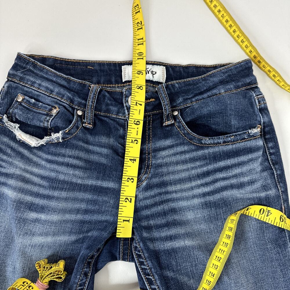 Daytrip Jeans Womens 25 Blue Lynx skinny Cropped Distressed Cowgirl‎ Western - Picture 14 of 16